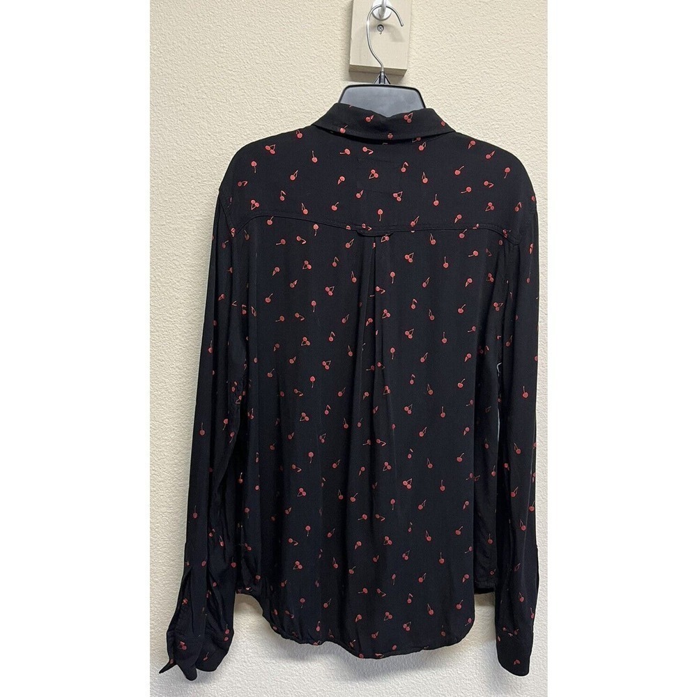 RAILS Women’s Rocsi Metallic Cherry Print Button Down Shirt Black Red Size S - Picture 5 of 11